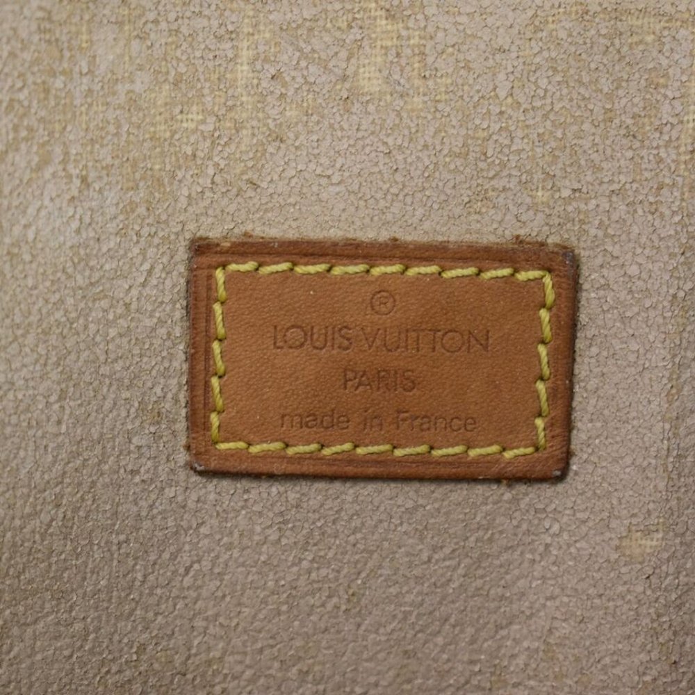 LOUIS VUITTON Logo Sac Plat Hand Tote Bag Monogram Leather Brown - Picture 8 of 15